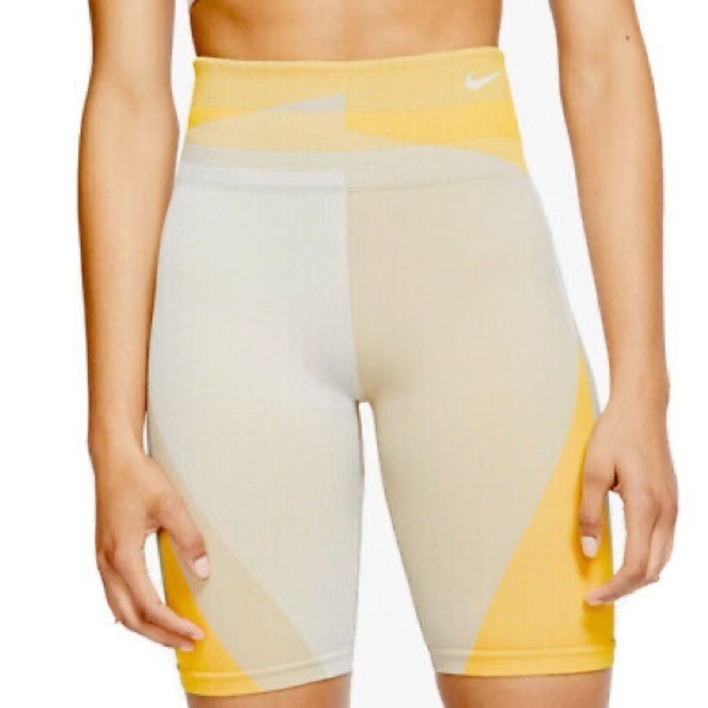 Nike Women's Yellow and Cream Bike Shorts